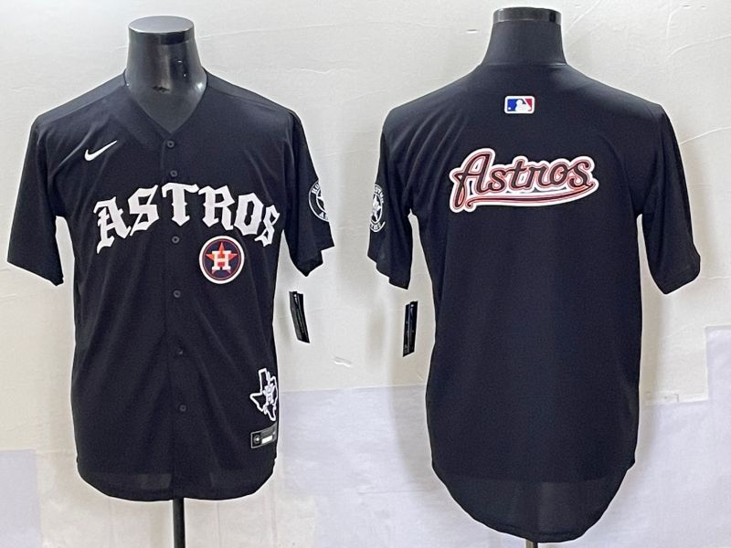 Men 2025 Houston Astros Blank Black Seven generations Joint Name Nike MLB Jersey style 21->houston astros->MLB Jersey